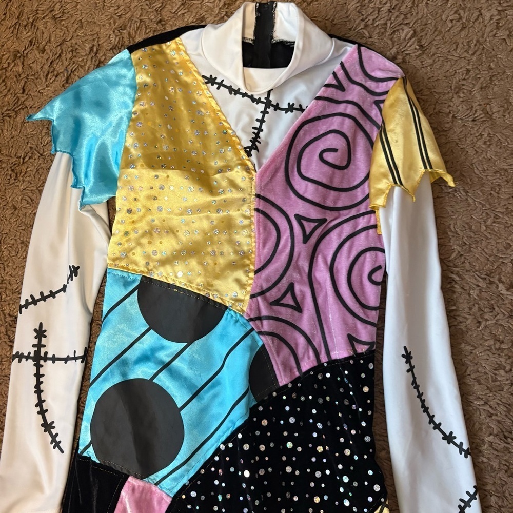 Sally Nightmare Before Christmas Colorful Patchwork Dress Medium Women Costume - Picture 3 of 4